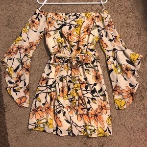 Floral off the shoulder dress with hippie sleeves